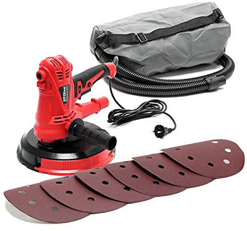 XPOtool lijadora de pared y techo 1280W autoaspiración 215mm disco abrasivo con mango adicional