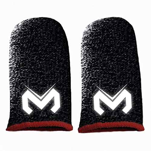 HUAYUWA Lot de 2 manchons de protection pour téléphone portable - Anti-transpiration - Respirants - Sans coutures - Anti-dérapants - Pour écran tactile - Pour PUBG/Rules of Survival, noir + rouge 2