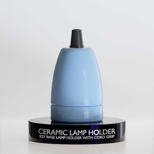 LEDSone Vintage Blue Ceramic E27 Lamp Holder Porcelain Socket with Cord Grip Industrial Style Light Bulb Base for DIY Lighting Fixtures