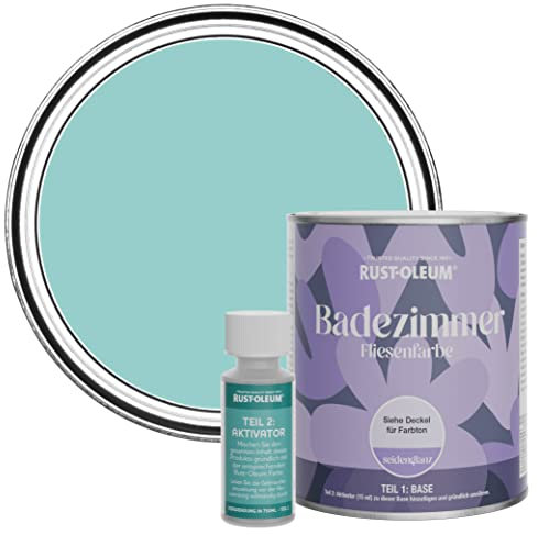 Rust-Oleum Blue Water-Resistant Bathroom Tile Paint in Satin Finish - Teal 750ml