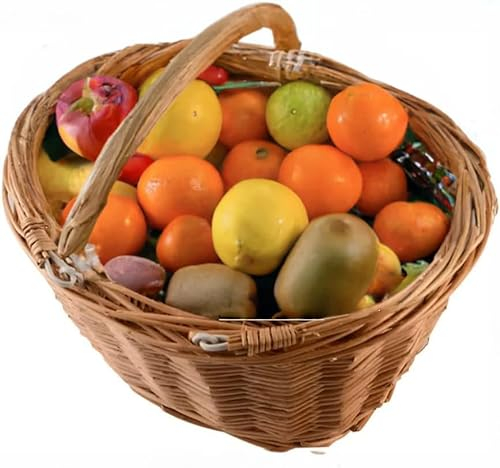 EIRONA Geschenkkorb Weidenkorb Präsentkorb Ovaler Einkaufskorb Weidenkorb schräg mit Griff, hell naturbraun, handgeflochten, universell einsetzbar und strapazierfähig, großes Osterkörbchen geflochten