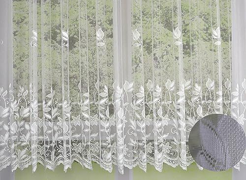Clever-Kauf-24 Fertiggardine Edel Jacquard mit Universalband versch. Größen Vorhang Gardine weiß BxH 300x125cm