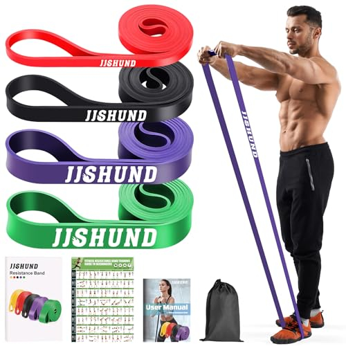 4 Stück Fitnessbänder Set, Widerstandsbänder Resistance Bands Gymnastikband mit 1 Tasche, Fitnessband für Krafttraining Powerlifting Fitness Bodybuilding Yoga