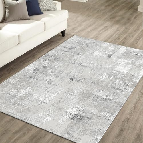 Guchuang Bedding Teppich Wohnzimmer,Creme Grau Teppich Meliert Verwischt Design, Vintage Kurzflor wohnzimmerteppich, Waschbar rutschfest Teppiche für Schlafzimmer 160x230cm