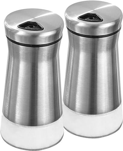 WSAMJIN 2 Pièces Salière et Poivrière en Acier Inoxydable, Ensemble Moulin Poivres et, Pots à épices Poivre Shakers avec Couvercle pour Épices, Sel, Poivre, Cumin, Paprika
