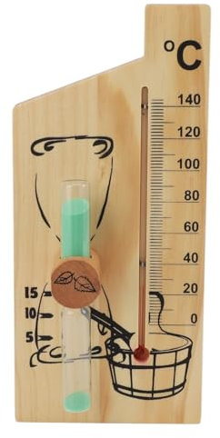 Termómetro de Sauna Reloj de Arena, Temporizador de 15 Minutos Sauna Reloj, Reloj de Arena de Madera Dorada Temporizador, Accesorio de Sauna para Montaje en Pared, para Sala de Sauna, Sala de Sudor