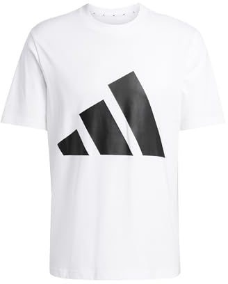 adidas Uomo Essentials Big Logo Single Jersey Shirt, White/Black, XL