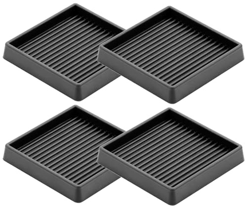 Glarks Noir 4pcs Tapis de Meubles Antidérapant 3 x 3 Pouces Carré en Caoutchouc - Roulette Tasse, Jambières Coussin Canapé, Chaise, Pied et Lit - Protecteur de Sol