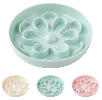 Gamelle Anti Glouton Chat Mélamine - Gamelle Florale pour Alimentation Lente - Petit Bol Interactif avec Base Antidérapante - Bol pour Chat Anti Vomissement Labyrinthe - Vert