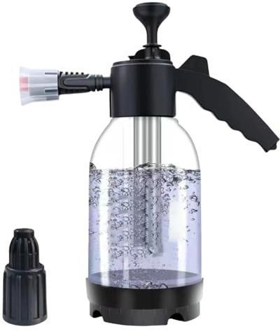 Snow Foam Pump Sprayer, 2L Hand Pneumatic Foam Cannon Pressure Atomizer Pump Sprayer, 2 Types of Nozzle High/Air Pressure Washer for Window Cleaning Car Washing