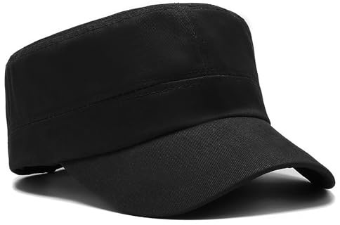 WULIQIUQIU Unisex Basic Cadet Army Caps Everyday Military Style Hat Black