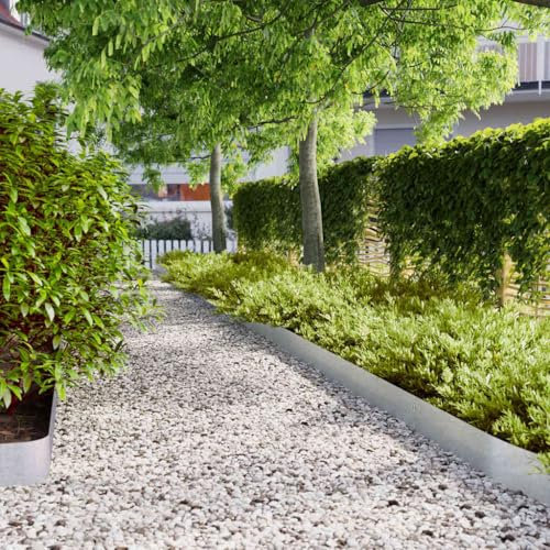 Embellece el jardín y decora la valla, bordes de césped, 10 unidades, color blanco, 10 x 103 cm, acero laminado en frío, bordes decorativos para jardín, borde de césped, borde de jardín (acero