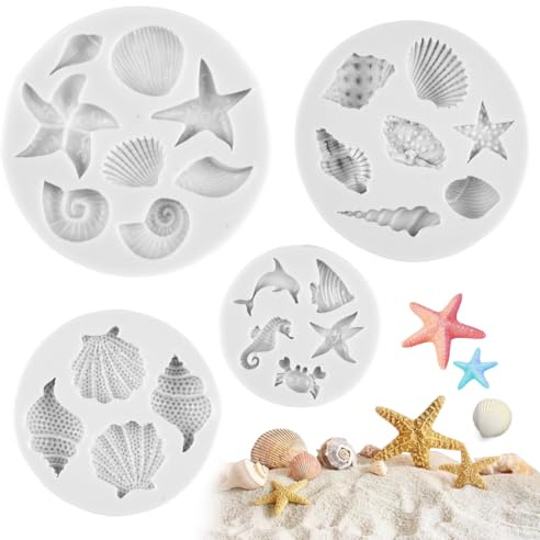 Vylro 4 Piezas Marina Animales Moldes Silicona,para Gelatina,Hielos,Pudín