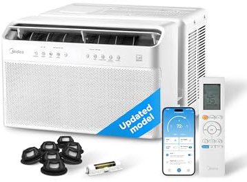 Midea 8,000 BTU U-Shaped Smart Inverter Window AC, Cools 350 Sq Ft, Ultra Quiet, Alexa/Google Compatible, 37% Energy Savings