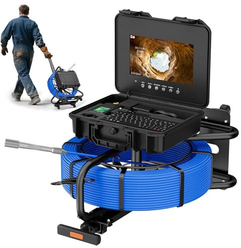 Kngiybo 2025 Tubo di Ispezione Videocamera con DVR,10 Telecamera per Ispezione Tubi Auto Autolivellante Automatico,con 12 Regolabile LEDs IP68 (32GB)(Size:30M/98FT)