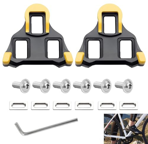 2 Pcs Road Bike Cleats for Shimano SPD-SL & SPD, Compatible with SH11 SH12 SH10 SH5, Cycling Cleats Pedal Professional Set Replacement for Road Bike MTB Indoor Cycling, Yellow 6° Floating