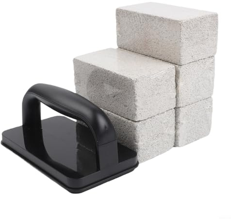 Tidgel Set di pulizia per barbecue con manico, 6 pezzi in pietra pomice per griglie, teglie e cappe, strumenti di rimozione del grasso antigraffio