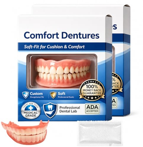 EBHO 2 Set di Faccette Dentali, Dentiera Finta Naturale, Kit per Dentiera Completa Superiore e Inferiore, Riparazione Temporanea Denti, con 50 g di gel per la dentizione（B）