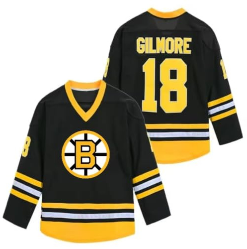 Oversized Fit Happy Gilmore Boston Ice Hockey Jersey Shirt Top 1996 Comedy Golf Film 90s Sports Fancy Dress Outfit (UK, Alpha, XXL, Regular, Regular) Black
