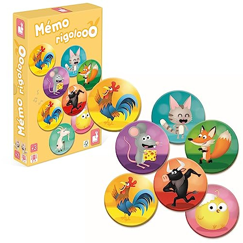 Janod - Mémo Rigolooo - Juego de Memoria y asociación - 2 a 6 Jugadores - A Partir de 3 años - J02736
