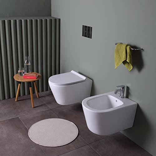 Kiamami Valentina - Sanitari Sospesi in Ceramica | WC e Bidet Filomuro | Smalto | Design Moderno e Funzionale | Facilità di Pulizia | Bianco Sospeso, Sospeso
