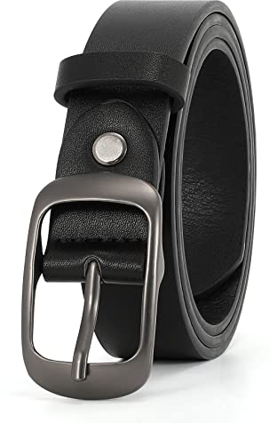 WHIPPY Damen-Ledergürtel in Übergröße, modischer Rindsleder-Gürtel mit fester Dornschließe für Jeans-Hosen-Kleid