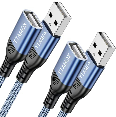 XGMATT USB Verlängerungskabel 1M 2Stück - A Stecker auf A Buchse Nylon Kabel Mit Superschneller Verbindung für Kartenlesegerät, Tastatur, Drucker, Scanner, Kamera, Hubs