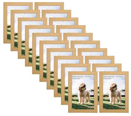 kollyseek 20er Set Bilderrahmen 10 x 15 cm aus MDF, Holz Fotorahmen Acrylglas Portraitrahmen,Wohnzimmer zum Stellen und Hängen- Wand- oder Tischaufsteller