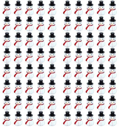 120Stücke Mini Schneemann Figuren Miniatur Weihnachtsfiguren: Winzige Weihnachtsfiguren Mini Harz Schneemänner Mikrolandschaftsornamente DIY Weihnachten Mikrolandschaft Party Festival Geschenkidee