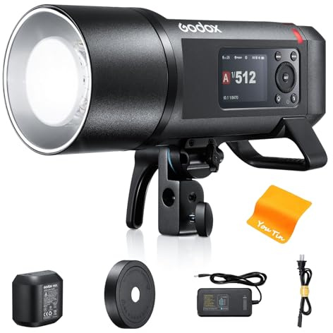 Godox AD600ProII - Flash monolight, 600 WS, flash 2.4 G TTL 1/8000s HSS per esterni, GN87 HSS 1/8000s, 40 W Bi-Color 2800K-6000K, 0.01s~0.9s, tempo di riciclaggio, batteria al litio da 2600 mAh