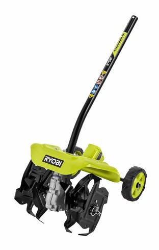 RYOBI Expand It Universal Tiller Attachment, Cultivator for String Trimmer, 8 inch, 4 Steel Tines