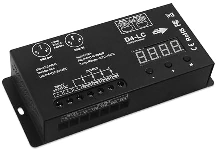 High Power Dmx Led Controller Led DMX 512 Decoder Dimmer Driver DC12V-24V for led rgb strip or lights (4 Channel RGBW (Updated))