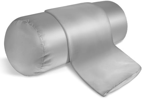 Prasacco 2 Stück Nackenrollenbezug, 41 x 15 cm Bezug für Nackenrolle Dunkelgrauer Seidenimitat Satin Nackenkissenbezug mit Reißverschluss für Kissenrollen aus Memory-Schaum und Nackenkissenrollen
