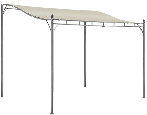 AOUXIN 2,9 x 2,5 m Pergola Pavillon mit Metallrahmen, elegantes Rolldach, witterungsbeständig, Garten Outdoor Shelter, Beige