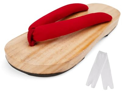 Sandali Geta tradizionali giapponesi, pantofole di legno rosso, 40 EU