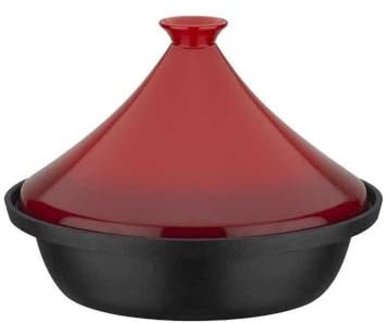 Tajine in ghisa massiccia - GSW - 30 x 22 cm - Coperchio in ceramica - Induzione - Rosso
