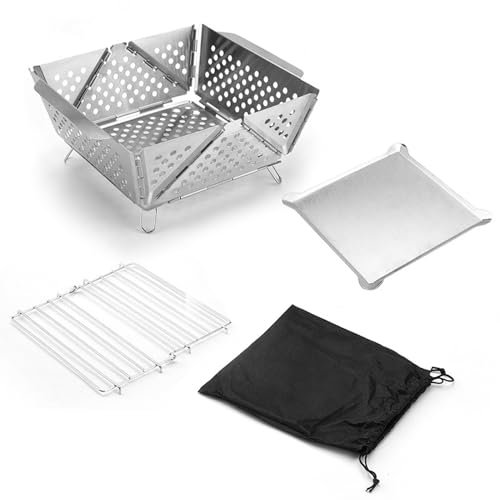Barbacoa pequeña compacta para barbacoa | ahumadero inoxidable | Barbacoa portátil plegable multifunción para jardín, terraza, balcón picnic playa, camping y viajes