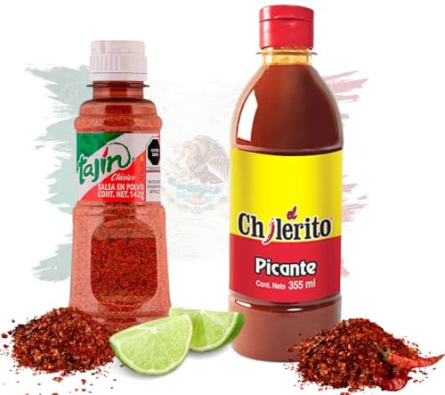 El Chilerito Salsa Picante 355 ml + Tajín Clásico 142 g | Salsa Mexicana Extra-Hot y Condimento Chile-Limón para Frutas, Botanas y Bebidas