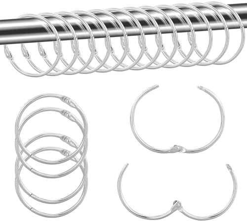 22 Piezas Anillos Cortina Metálicos,Diámetro Interior de 50 mm Anillos, Anillos Metálicos Anticorrosión y Resistentes al Óxido Plateados,para Cortina Ducha, Anillos Colgantes