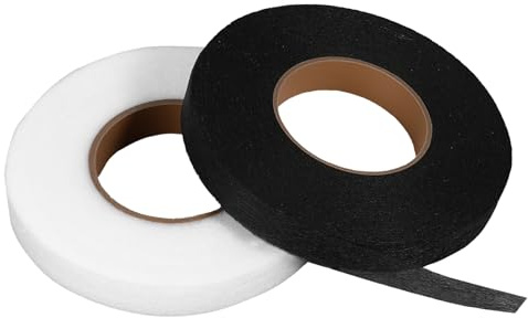 KFHENSOMR 2 Rolls 70 Yards Iron on Hemming Tape, 1/2'' No Sewing Hemming Tape Adhesive Fabric Fusing Tapes Stitch Witchery Wonder Web Tapes for Clothes Pants Curtains (White & Black)