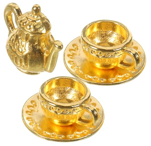 Milisten Mini Metal Teapots Miniature Teapot Statue Kitchen Prop Decorative Teaware