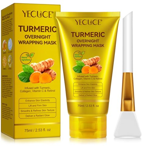 P-Beauty nattmask ansikte med retinol, C-vitamin, gurkmeja & kollagen – tormeric Overnight wrapping mask 75 ml – anti-aging och fukt – Peel-Off Spa Mask för strålande hud – hudvård mask