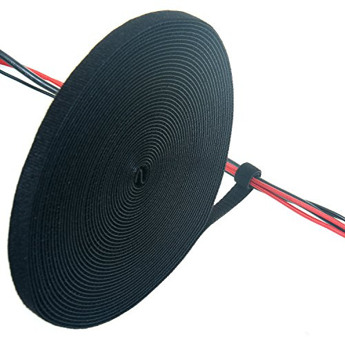 TUKA kabelbindare, fritt beskärbar kardborrband rulle för kabel, kan lösas och återanvändningsbart kardborrband kabelhanteringstejp för montering av sladdar, olika typer/färger 10Mx20mm svart