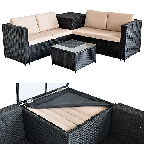 Melko XXL Meubles en Osier Jardin canapé Salon, Lot de Jardin, Noir, boîtier Garniture