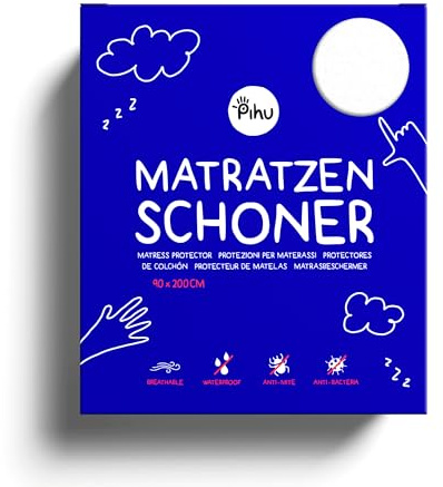 PIHU Matratzenschoner (Wasserdicht) - Baby Kleinkind Kind (Inkontinenzauflage) Matratzenschutz (Atmungsaktiv + Luftdurchlässig) Babybett Kinderbett - Schutzbezug für Matratze & Topper aus Baumwolle