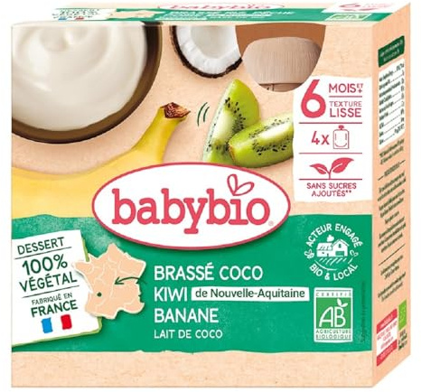 Babybio gourde brassé coco kiwi banane 4 gourdes de 85g