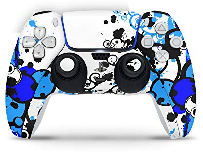 Skins4u Design Aufkleber Skin Wrap Folie für Sony PlayStation 5 Controller PS5 DualSense Skins Schutz Folie Simple Blue