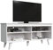 Madesa TV Schrank, Fernsehtisch für TV bis 55 Zoll, für Wohn- und Schlafzimmer, 136 x 38 x 58 cm, aus Holz – Weiß