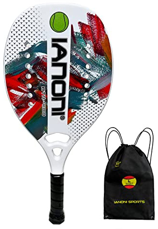 Raqueta de tenis de playa Raqueta de tenis de playa Fibra de carbono con espuma viscoelástica EVA Core Paddles-One Paddle+One Carry Mesh Bag (blanco)
