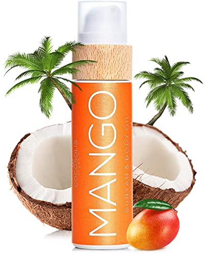 COCOSOLIS MANGO Bräunungsbeschleuniger – Bio-Bräunungsöl mit Vitamin E & Mango Duft für schnelle intensive Bräune – Bräunungsverstärker für satte schokoladige Bräune - pflegende Bodylotion (200)